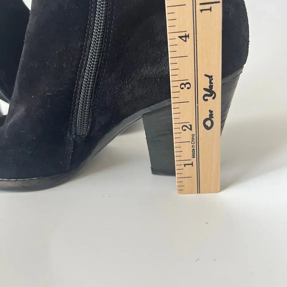 Paul Green Dallas Black Suede Stacked Heeled Ankle Boots Size 8 US - Picture 8 of 10